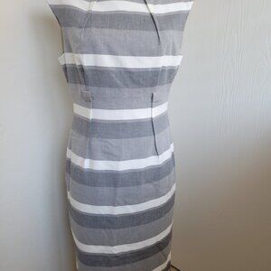 Calvin Klein Sheath Dress, 8, Grey & White